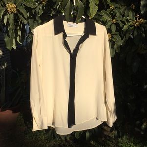 Grana silk blouse black & white/ size small/4